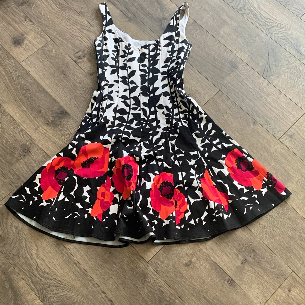 Nine West fit and flare cocktail dress with poppy detail